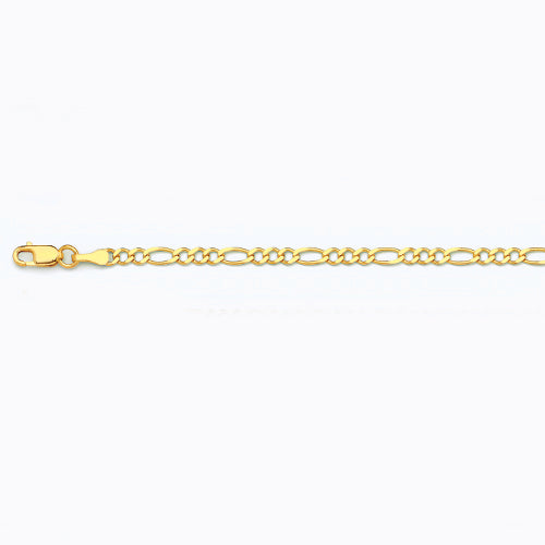 10K 2.5MM YELLOW GOLD SOLID FIGARO 24 CHAIN NECKLACE"