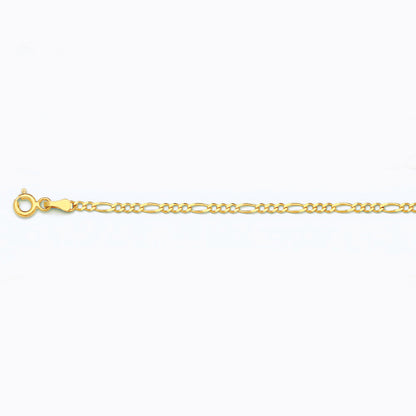 10K 2MM YELLOW GOLD SOLID FIGARO 16 CHAIN NECKLACE"