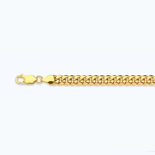 14K 4.5MM YELLOW GOLD HOLLOW MIAMI CUBAN 9 CHAIN BRACELET"