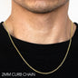 14K 2MM YELLOW GOLD SOLID CURB 26 CHAIN NECKLACE"