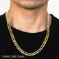 14K 7.5MM YELLOW GOLD HOLLOW CURB 24 CHAIN NECKLACE"