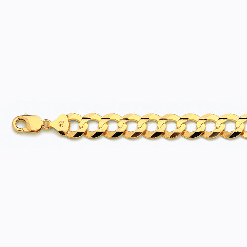 14K 14MM YELLOW GOLD SOLID CURB 16 CHAIN NECKLACE"