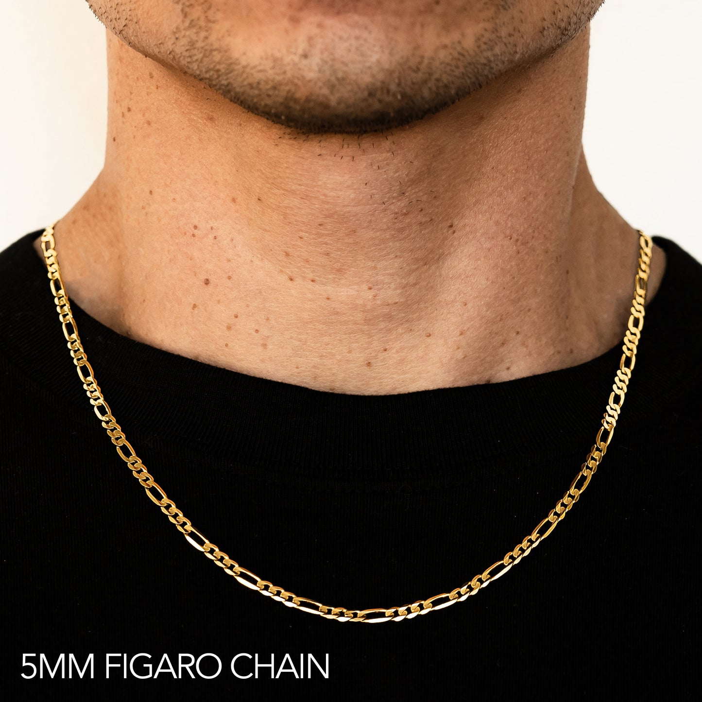 14K 5MM YELLOW GOLD HOLLOW FIGARO 20 CHAIN NECKLACE"