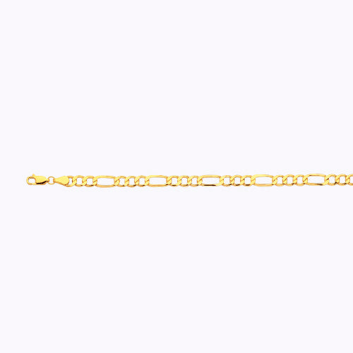 14K 5MM YELLOW GOLD HOLLOW FIGARO 24 CHAIN NECKLACE"