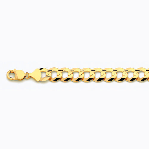 14K 13MM YELLOW GOLD SOLID CURB 30 CHAIN NECKLACE"