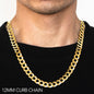 14K 12MM YELLOW GOLD SOLID CURB 22 CHAIN NECKLACE"