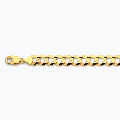 14K 12MM YELLOW GOLD SOLID CURB 18 CHAIN NECKLACE"