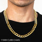 14K 11MM YELLOW GOLD SOLID CURB 20 CHAIN NECKLACE"