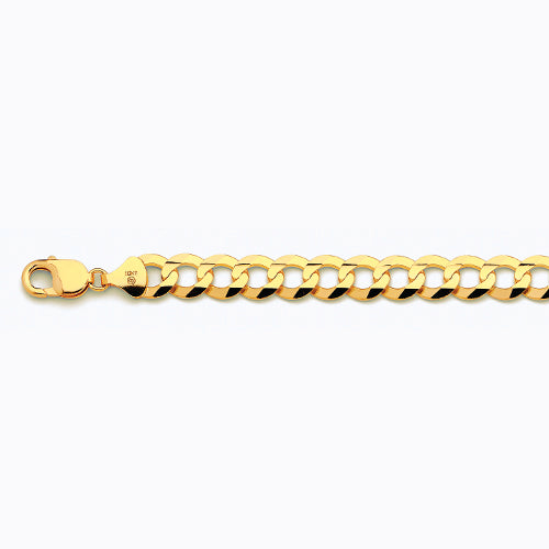 14K 11MM YELLOW GOLD SOLID CURB 16 CHAIN NECKLACE"