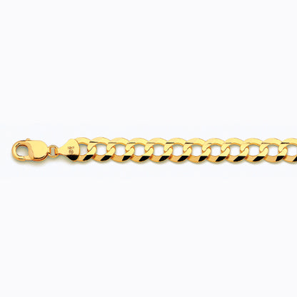 14K 11MM YELLOW GOLD SOLID CURB 20 CHAIN NECKLACE"