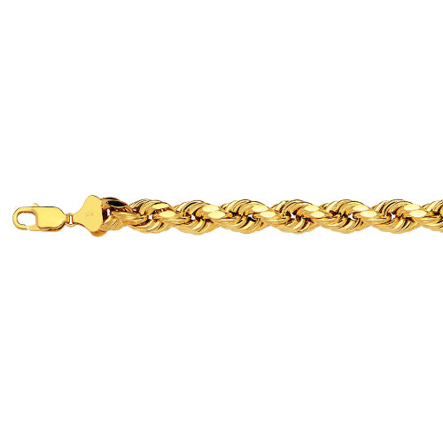14K 9MM YELLOW GOLD DC HOLLOW ROPE 7.5 CHAIN BRACELET"