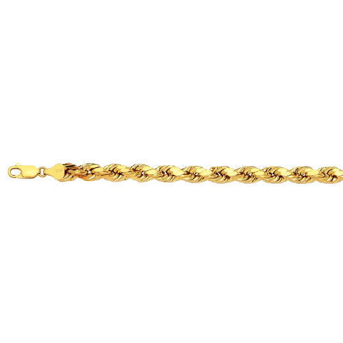 14K 5MM YELLOW GOLD DC HOLLOW ROPE 18 CHAIN NECKLACE"