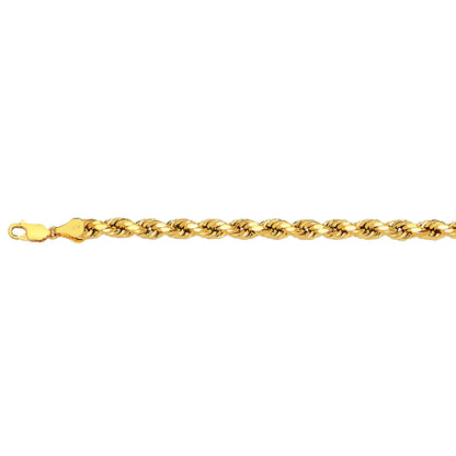 14K 3MM YELLOW GOLD DC HOLLOW ROPE 20 CHAIN NECKLACE"