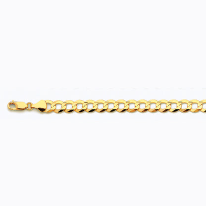 14K 8MM YELLOW GOLD SOLID CURB 16 CHAIN NECKLACE"