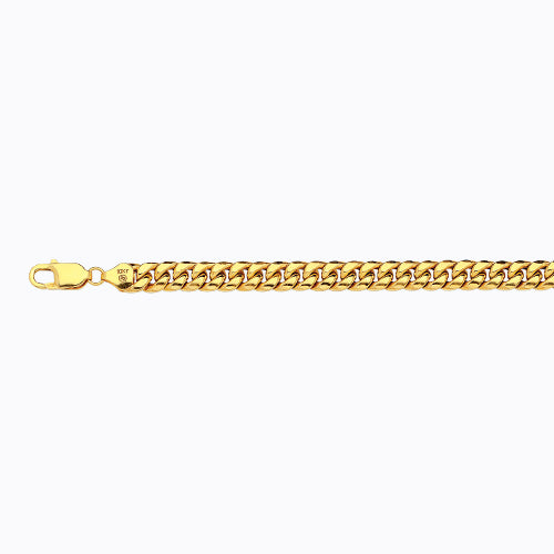 14K 7.5MM YELLOW GOLD HOLLOW MIAMI CUBAN 24 CHAIN NECKLACE"