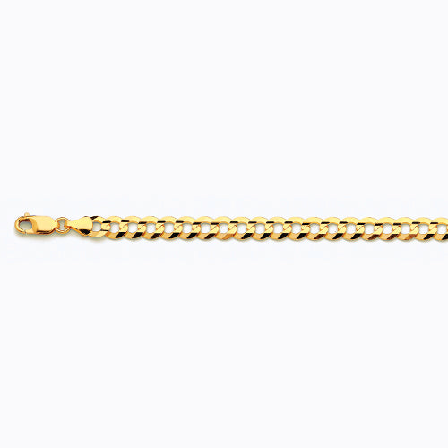 14K 7MM YELLOW GOLD SOLID CURB 22 CHAIN NECKLACE"