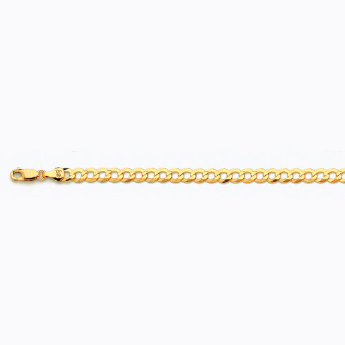 14K 5.5MM YELLOW GOLD SOLID CURB 7.5 CHAIN BRACELET"