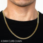 14K 4.5MM YELLOW GOLD SOLID CURB 20 CHAIN NECKLACE"