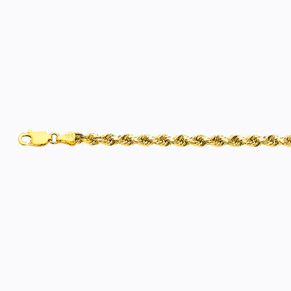 14K 3.5MM YELLOW GOLD SOLID DC ROPE 22 CHAIN NECKLACE"