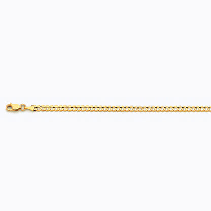 14K 3.5MM YELLOW GOLD SOLID CURB 16 CHAIN NECKLACE"