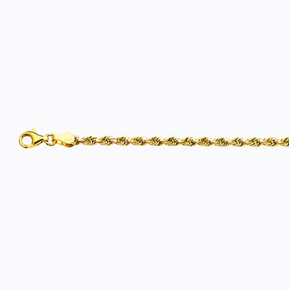 14K 3MM YELLOW GOLD SOLID DC ROPE 16 CHAIN NECKLACE"