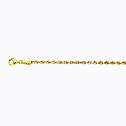 14K 2.5MM YELLOW GOLD SOLID DC ROPE 16 CHAIN NECKLACE"