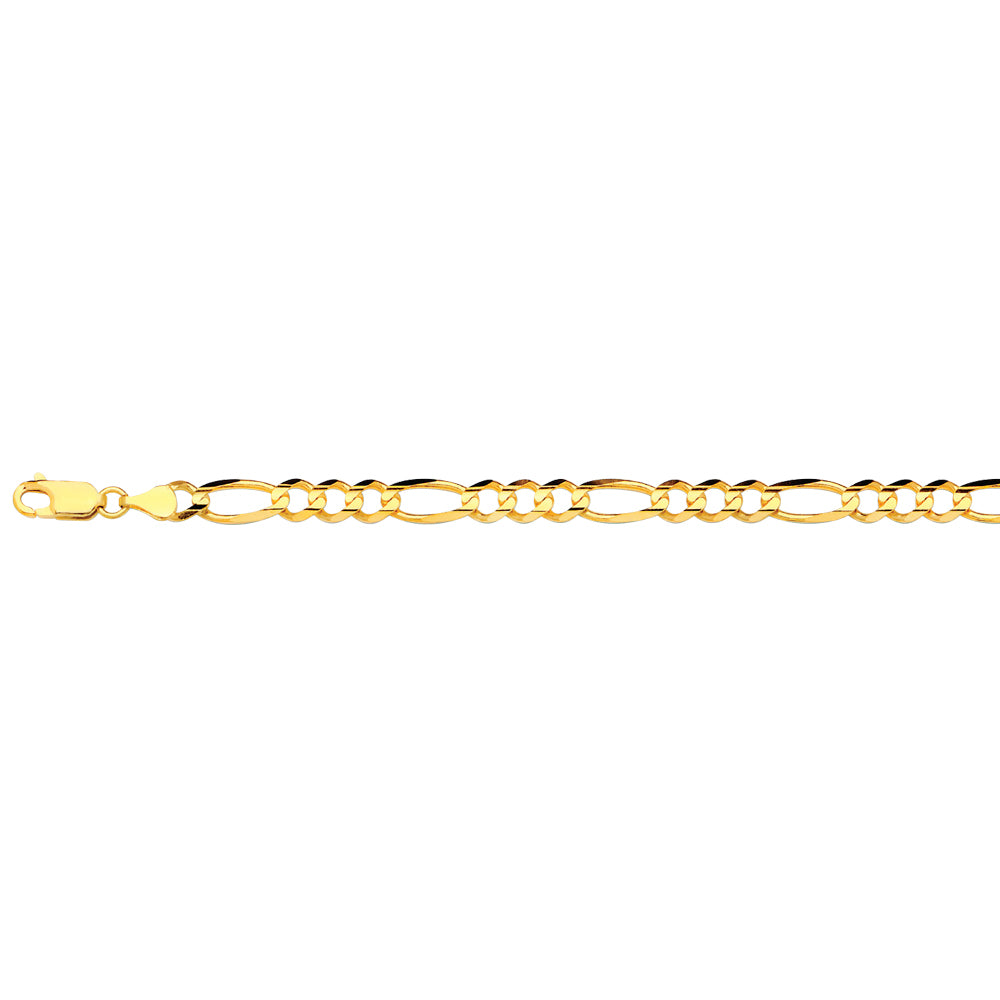 14K 5.5MM YELLOW GOLD SOLID FIGARO 16 CHAIN NECKLACE"