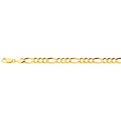 14K 5.5MM YELLOW GOLD SOLID FIGARO 16 CHAIN NECKLACE"