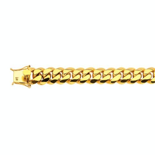 14K 15MM YELLOW GOLD SOLID MIAMI CUBAN 28 CHAIN NECKLACE"