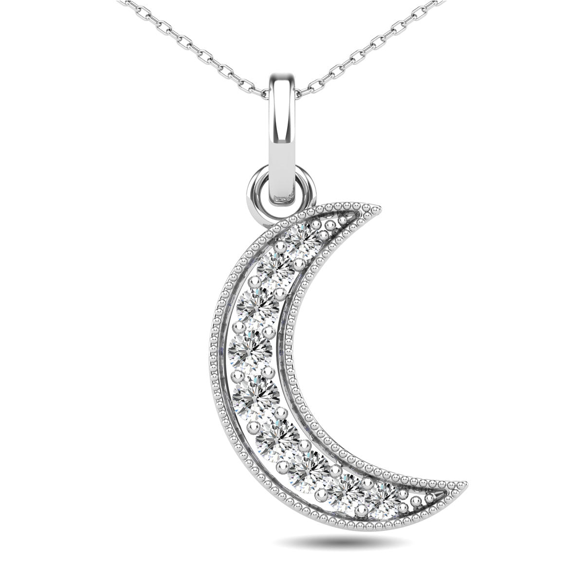 Diamond 1/10 Ct.Tw. Crescent Moon Pendant in 10K White Gold