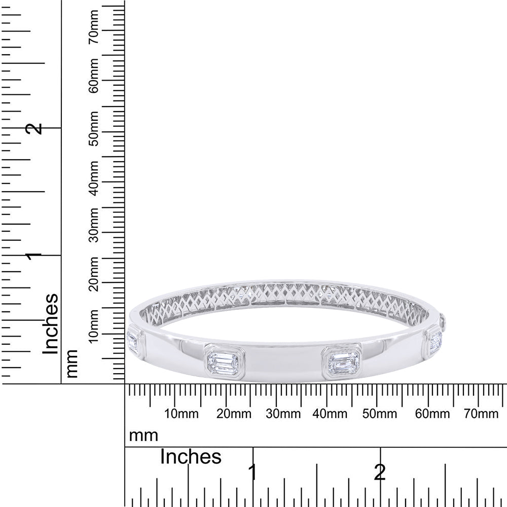 14K Solid Gold 3.36 Carat IGI Certified Lab Grown Diamond Emerald Stretchable Bracelet