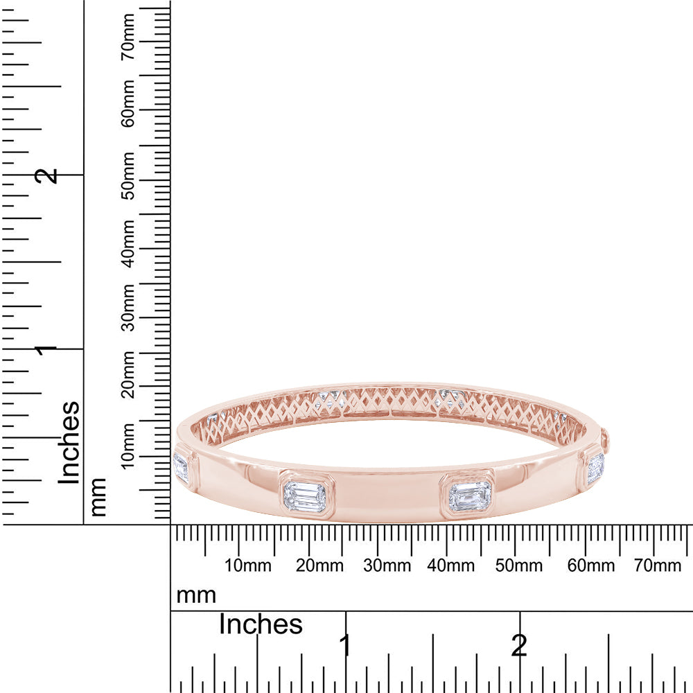 14K Solid Gold 3.36 Carat IGI Certified Lab Grown Diamond Emerald Stretchable Bracelet