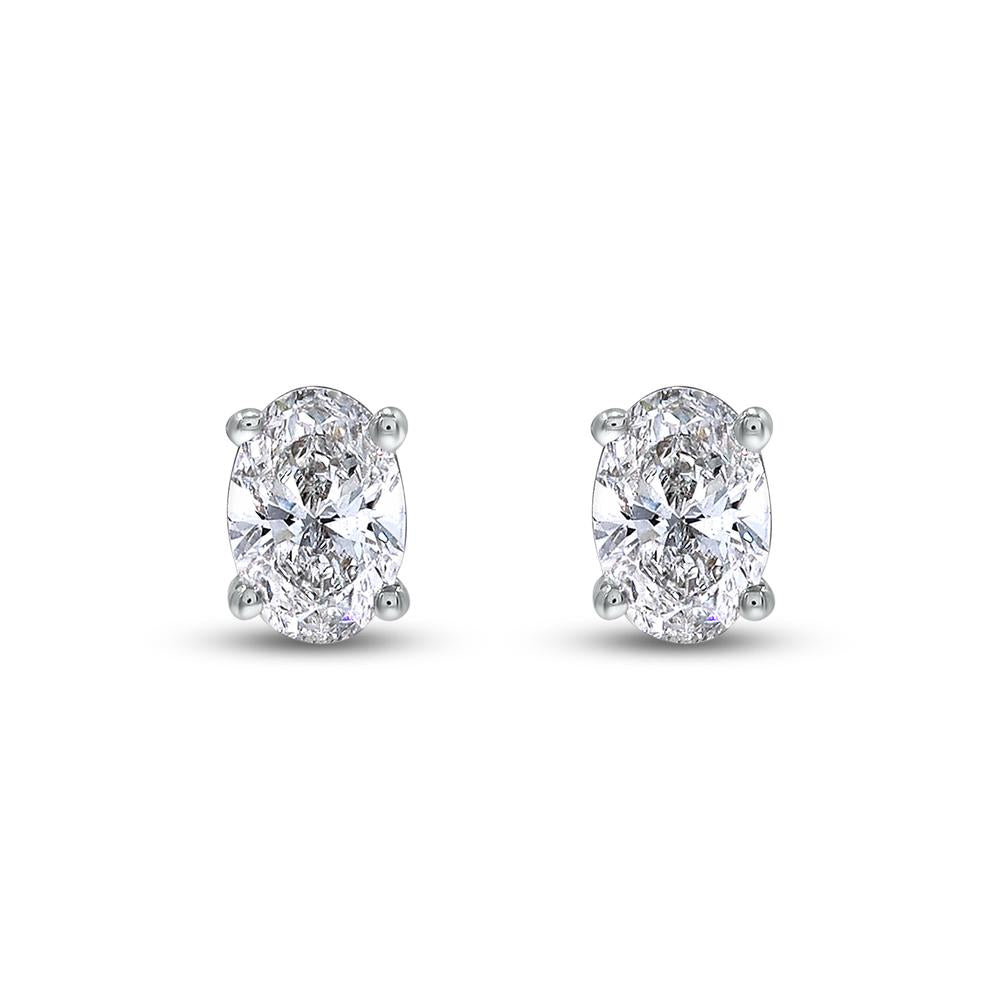 1.00 Cttw Oval Shape Lab Grown Diamond Push Back Solitaire Stud Earrings In 14K Solid Gold Jewelry