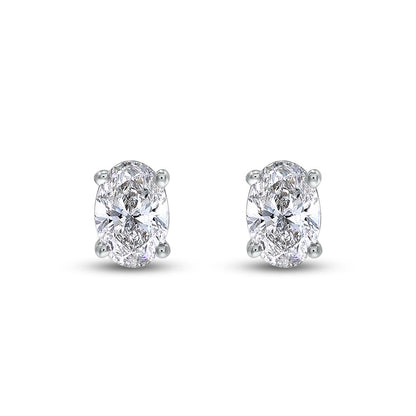 1.00 Cttw Oval Shape Lab Grown Diamond Push Back Solitaire Stud Earrings In 14K Solid Gold Jewelry