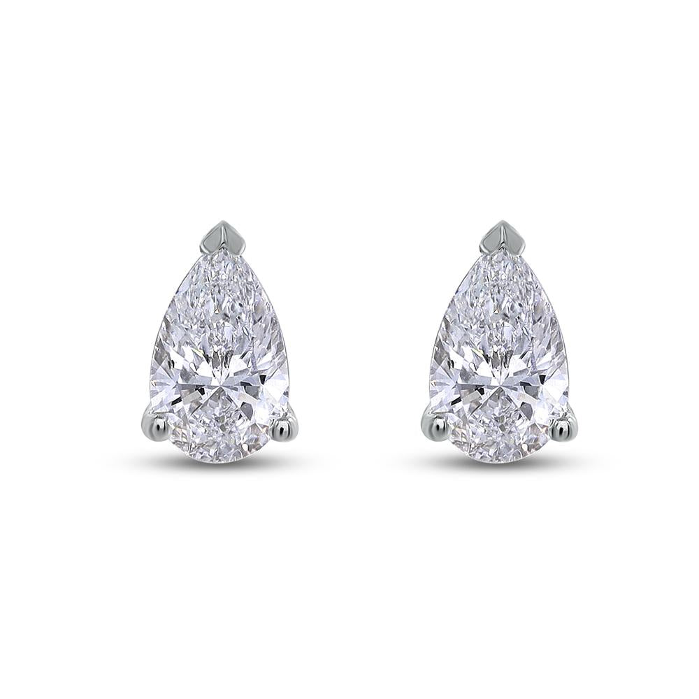1.00 Cttw Pear Shape Lab Grown Diamond Push Back Solitaire Stud Earrings In 14K Solid Gold Jewelry