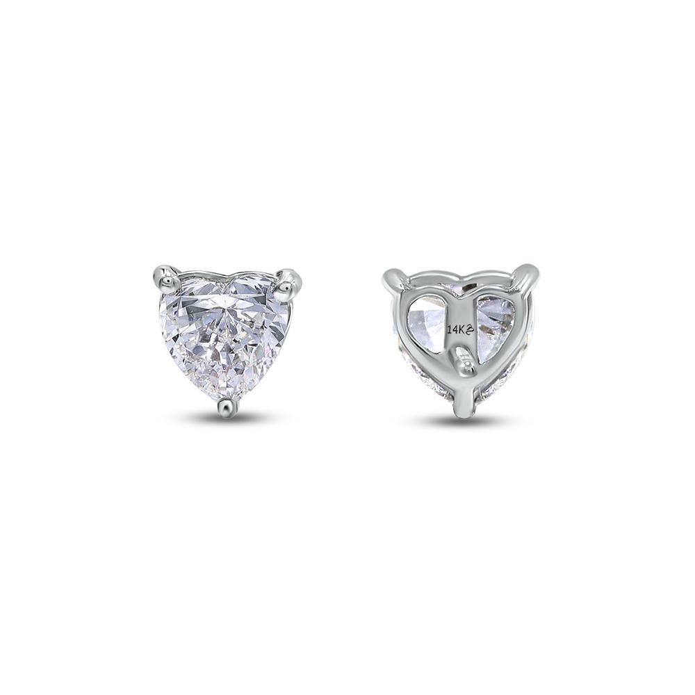 0.90 Cttw Heart Shape Lab Grown Diamond Push Back Solitaire Stud Earrings In 14K Solid Gold Jewelry
