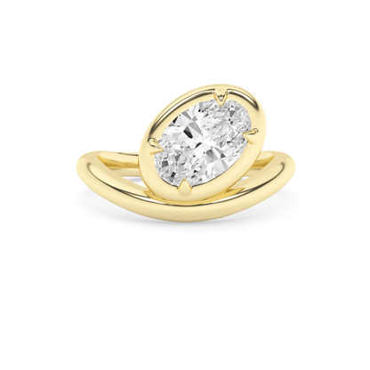 14K Solid Gold 1.50 Carat Lab Grown Diamond Oval Solitaire Engagement Ring