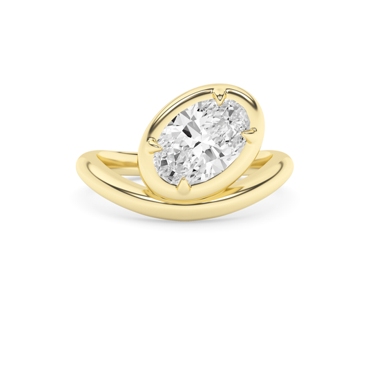 14K Solid Gold 1.50 Carat Lab Grown Diamond Oval Solitaire Engagement Ring