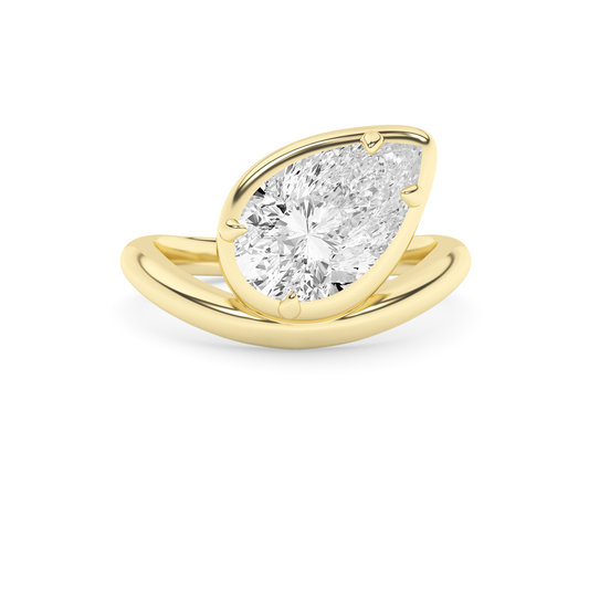 14K Solid Gold 1.50 Carat Lab Grown Diamond Pear Twist Engagement Ring
