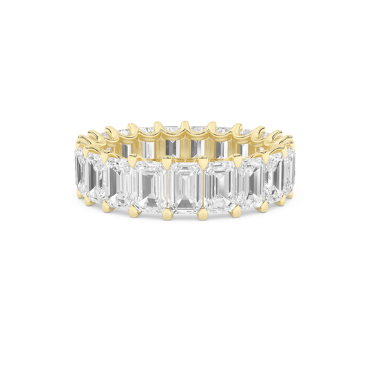 14K Solid Gold 5.10 Carat Lab Grown Diamond Emerald Eternity Engagement Ring