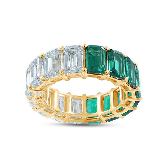 14K Solid Gold 3.45 and 5.61 Carat IGI Certified Lab Grown Diamond Emerald Wedding Band