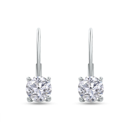 1.18 Cttw Round Shape Lab Grown Diamond Lever Back Solitaire Drop Earrings In 14K Solid Gold Jewelry