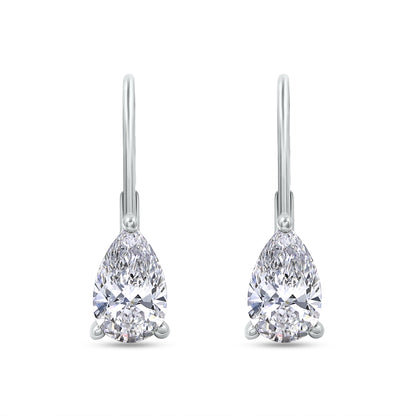 1.00 Cttw Pear Shape Lab Grown Diamond Lever Back Solitaire Drop Earrings In 14K Solid Gold Jewelry