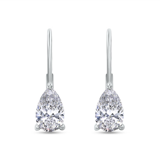 1.00 Cttw Pear Shape Lab Grown Diamond Lever Back Solitaire Drop Earrings In 14K Solid Gold Jewelry