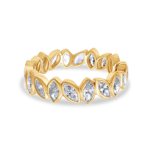 14K Solid Gold 1.25 Carat IGI Certified Lab Grown Diamond Marquise Wedding Band