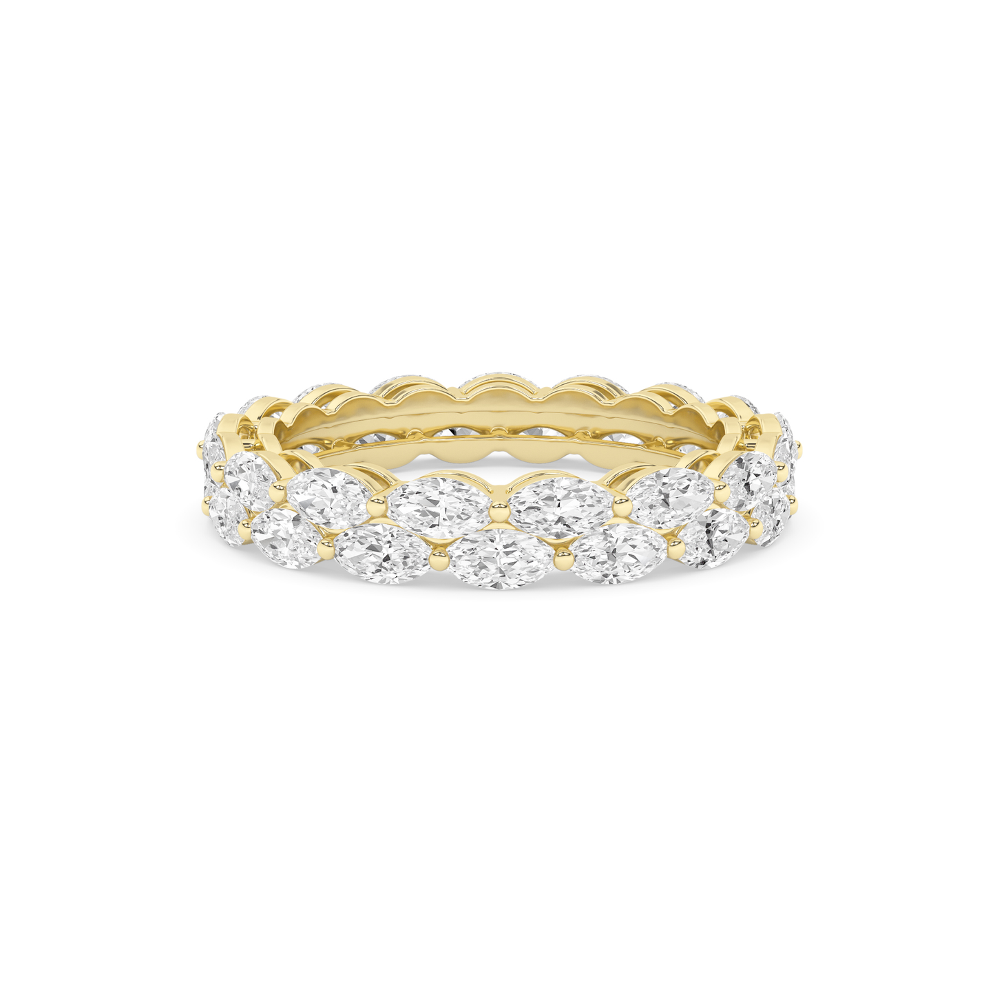 14K Solid Gold 1.85 Carat Lab Grown Diamond Oval Eternity Engagement Ring