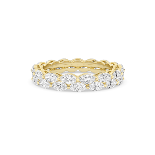 14K Solid Gold 1.85 Carat Lab Grown Diamond Oval Eternity Engagement Ring