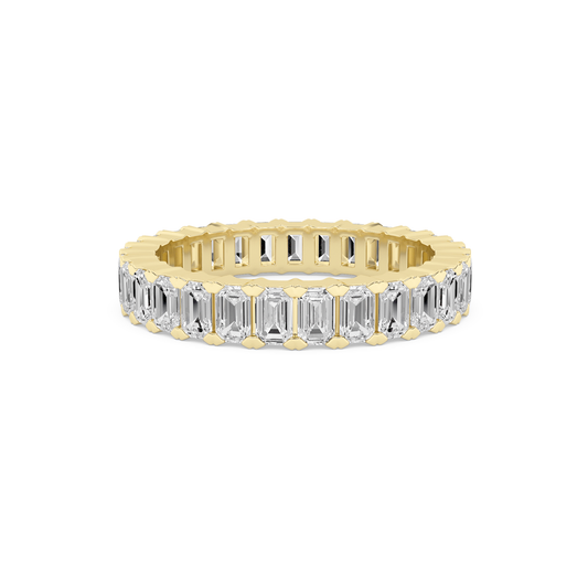 14K Solid Gold 2.40 Carat Lab Grown Diamond Emerald Eternity Engagement Ring