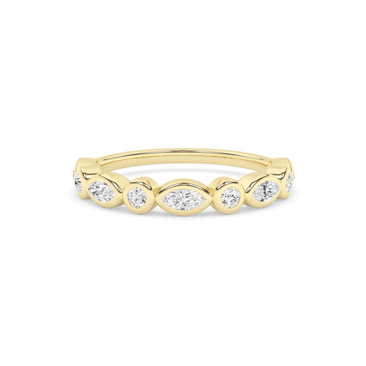 14K Solid Gold 0.50 Carat Lab Grown Diamond Marquise & Round Eternity Engagement Ring