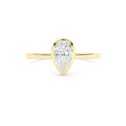 14K Solid Gold 0.50 Carat Lab Grown Diamond Pear Solitaire Engagement Ring